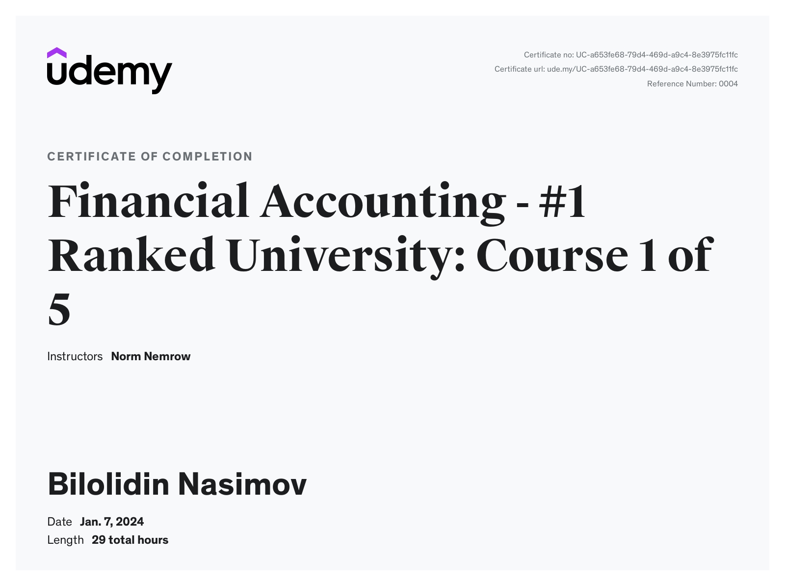Financial Accounting-#1 Ranked University: Course 1 of 5
