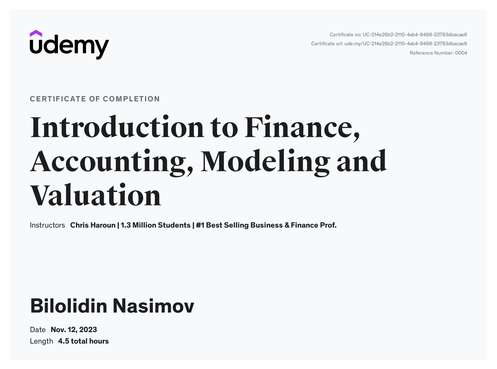 Introduction to Finance, Accounting, Modeling and Valuation